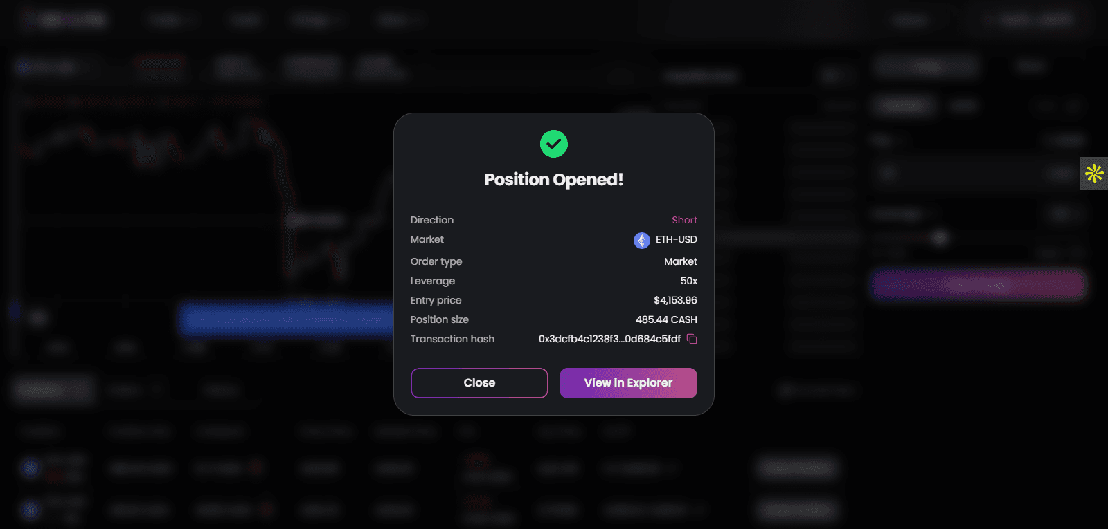 Transaction Popup